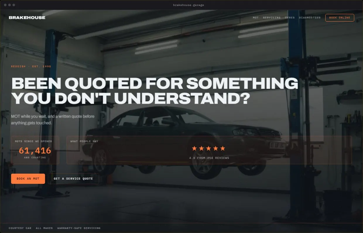 Brakehouse, a finished Yoak Web Design design