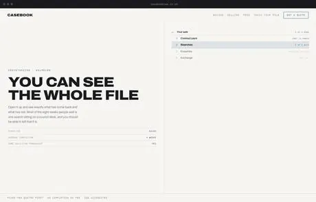 Casebook, a finished Yoak Web Design design