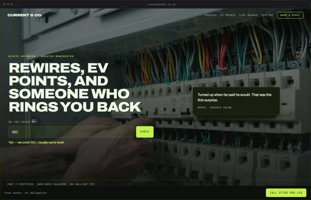 Current, a finished Yoak Web Design design