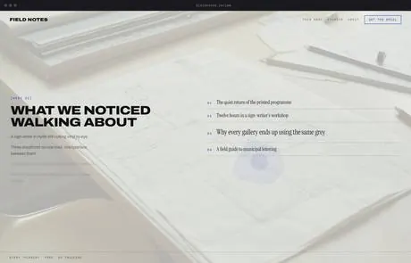 Fieldnotes, a finished Yoak Web Design design