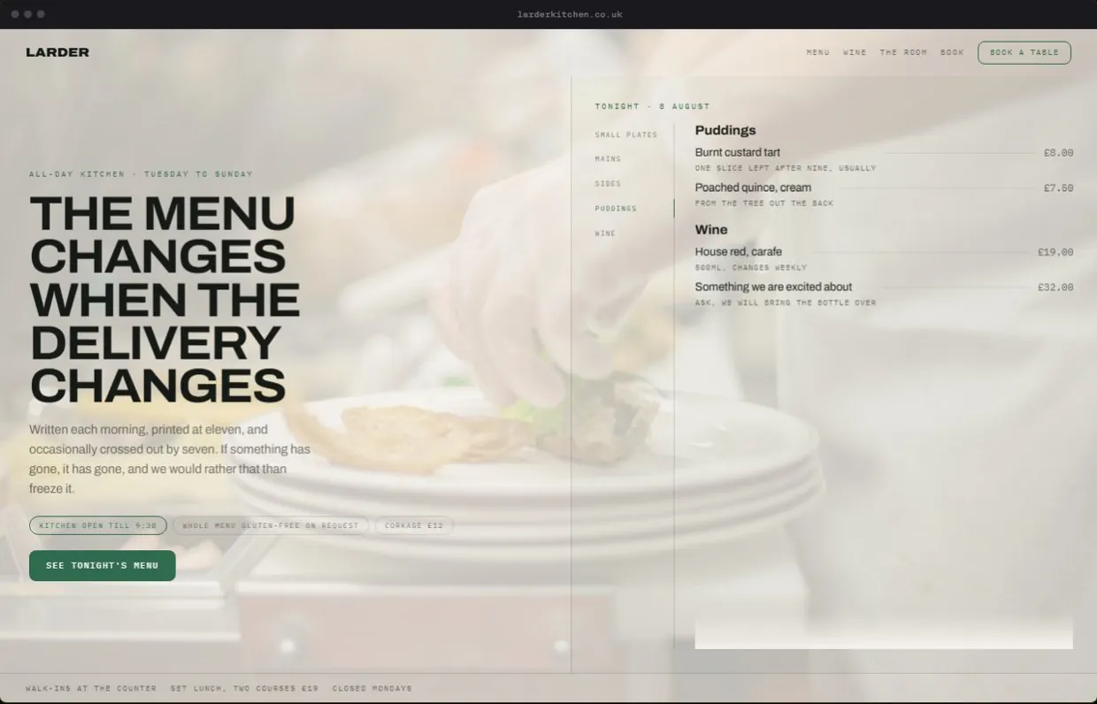 Larder, a finished Yoak Web Design design