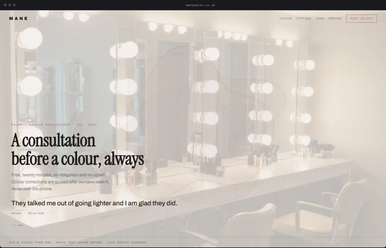 Mane, a finished Yoak Web Design design