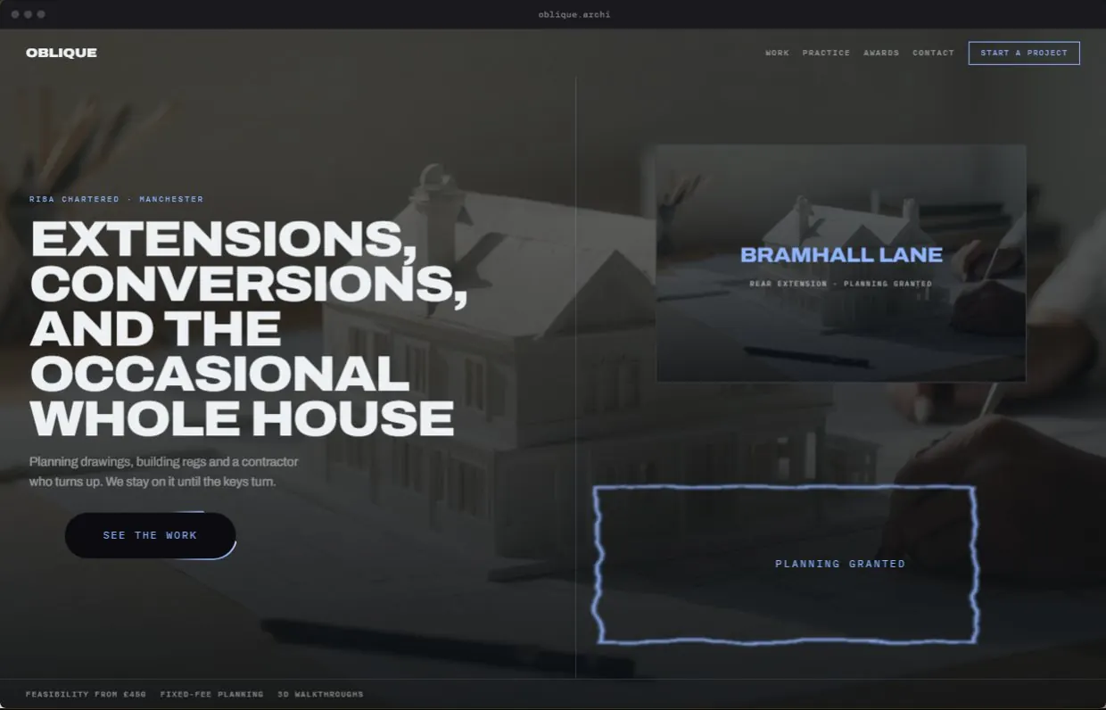Oblique, a finished Yoak Web Design design