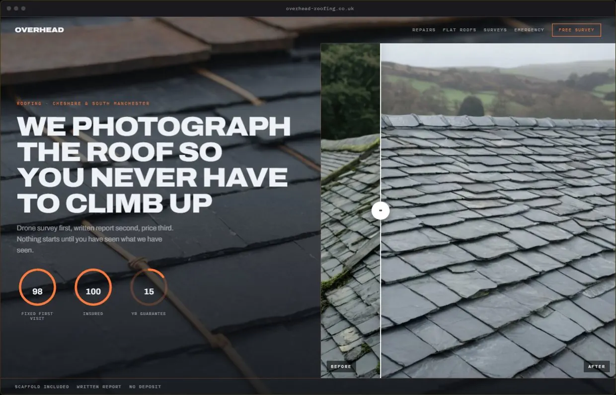 Overhead, a finished Yoak Web Design design