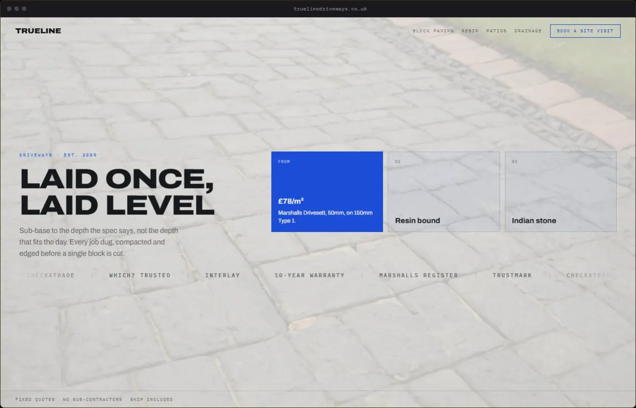 Trueline, a finished Yoak Web Design design